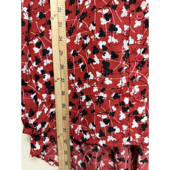 Lane Bryant Women’s Tunic Top Button Front Sz 26/28 Red W/ Black White Print - Picture 15 of 16